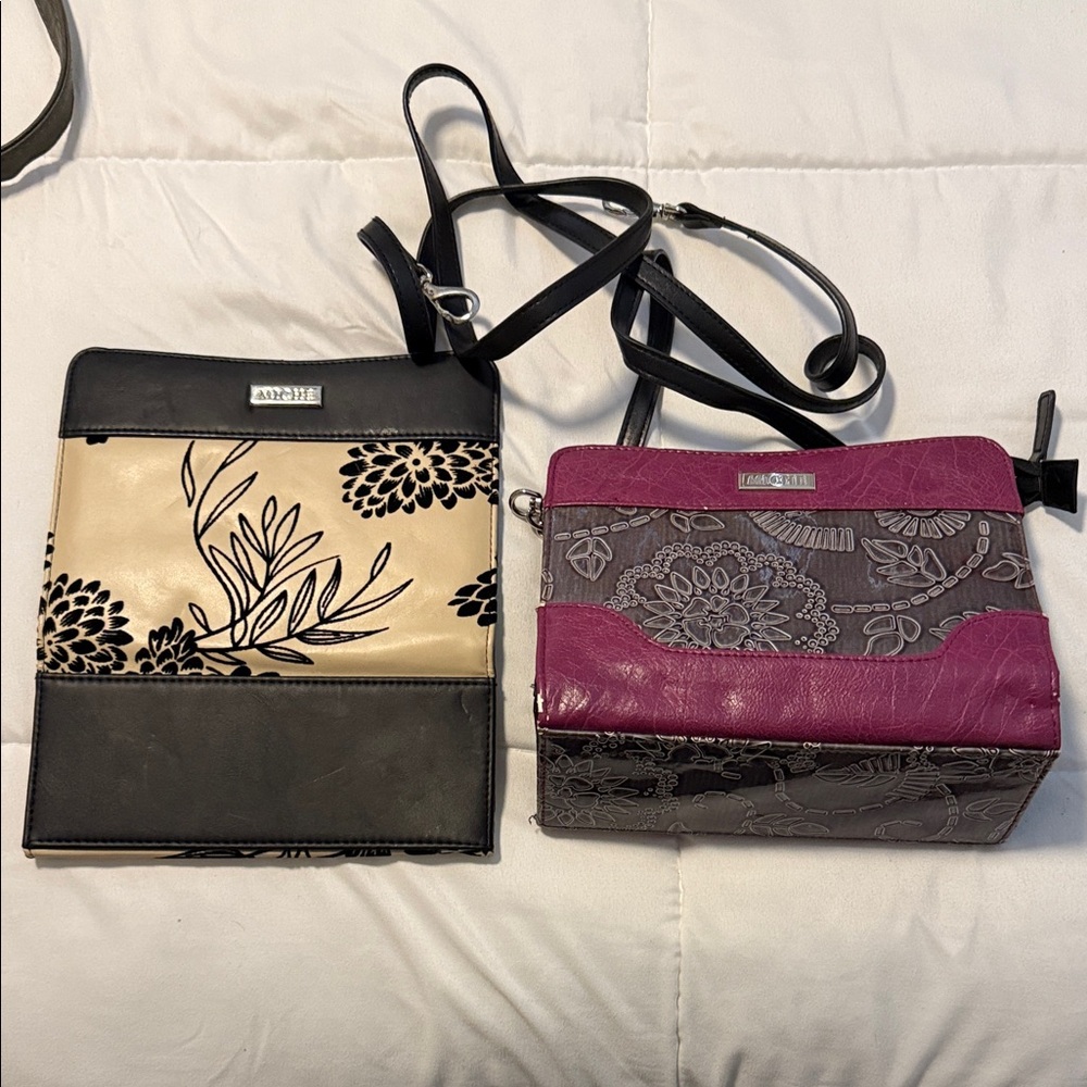 Anne Klein Black and Pink Floral Crossbody Set